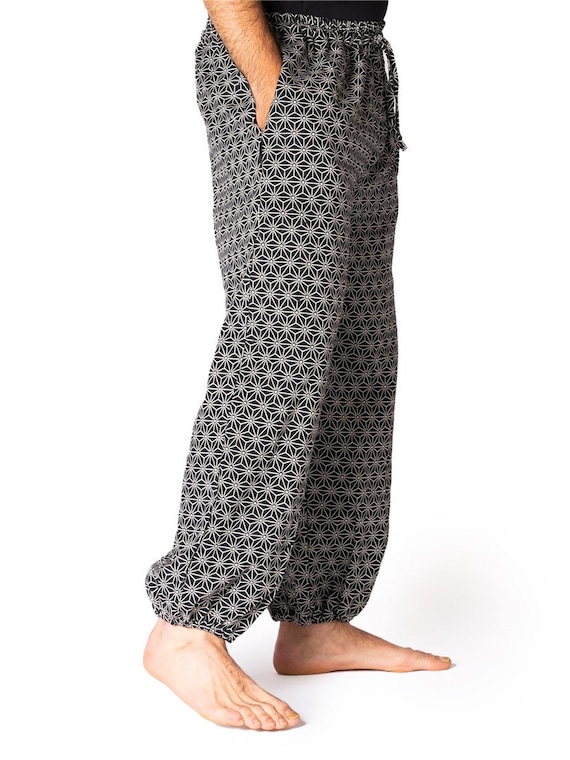 PANASIAM Muck Pants Heilige Geometrie - Unisex Harembroek Relaxte Broek Stoffen Broek 100% Katoen Traditioneel Patroon Twee Zakken Eerlijk Geproduceerd - België