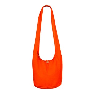 SHOULDER BAG unicolor 100% cotton Zipper & small wooden button separate inside pocket 2 sizes fairly produced Orange