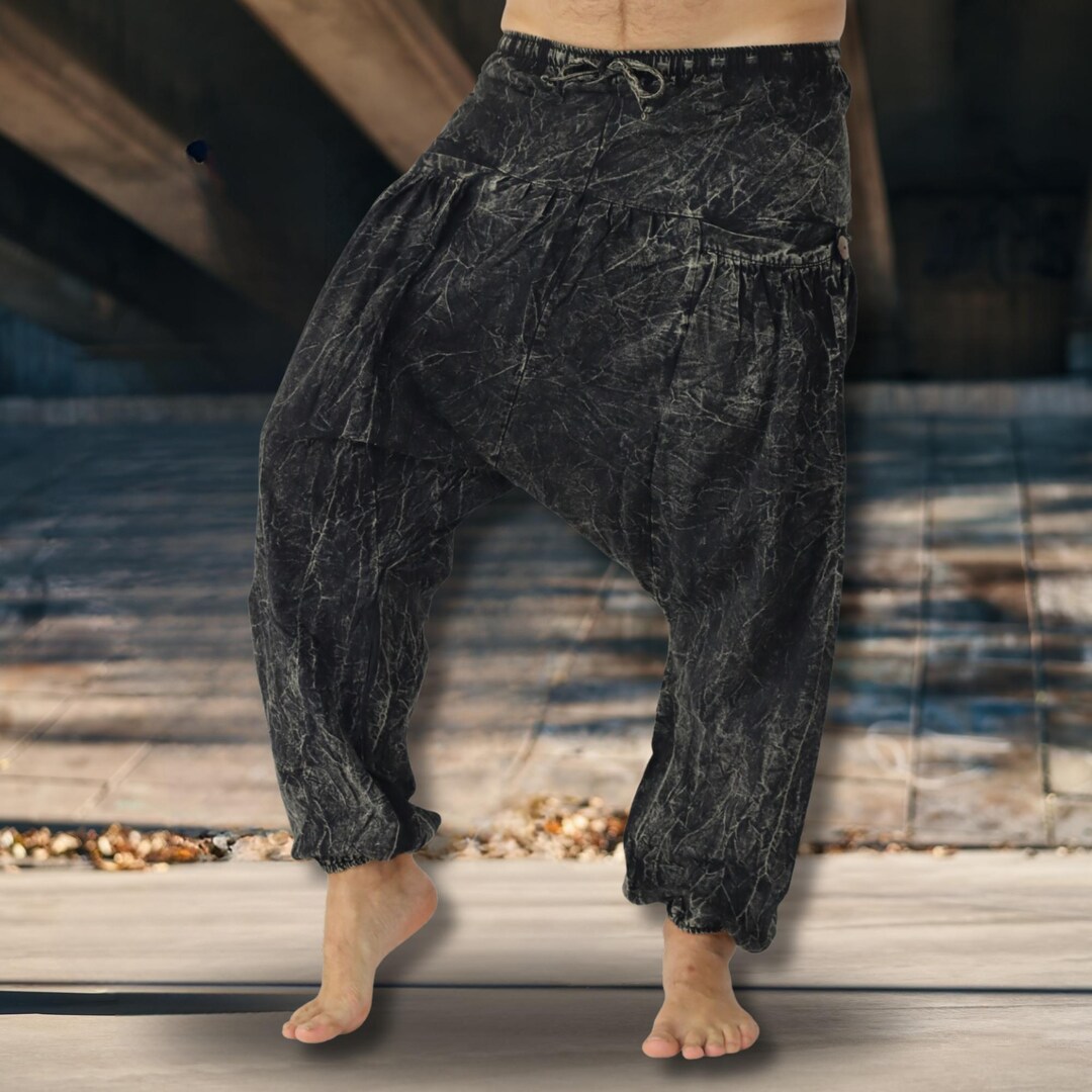 Malito - Katoenen baggy harembroek voor dames - lichte zomerbroek voor dans en ontspanning - Aladdin-stijl 1482 (één maat XS tot XL), olijfgroen, 36-44
