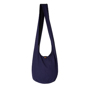 SHOULDER BAG unicolor 100% cotton Zipper & small wooden button separate inside pocket 2 sizes fairly produced dunkel blau