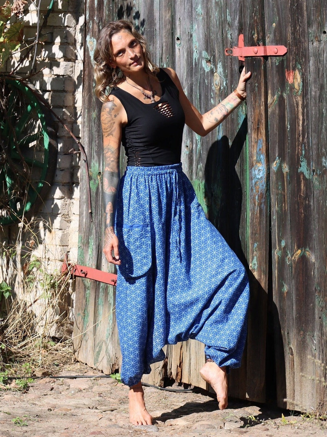 Calças PANASIAM Aladdin Geometrix Calças Harém 100