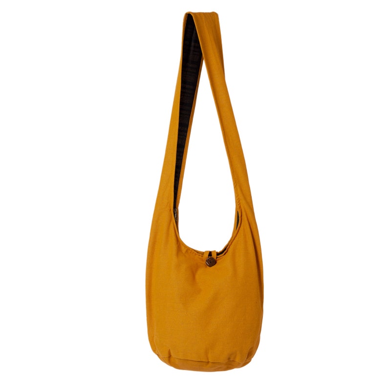 SHOULDER BAG unicolor 100% cotton Zipper & small wooden button separate inside pocket 2 sizes fairly produced safrongelb