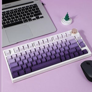 Backlit Purple Side Print Keycap Set, Custom 134 keyboard keys, PBT Keycap, Mechanical Keycaps, OEM Profile, Keycap Gamer