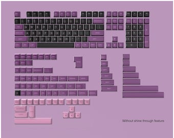 Black Purple Keycaps Set, Double Shot PBT Keycaps, 187 keyboard keys XVX Profile Cherry MX Switches