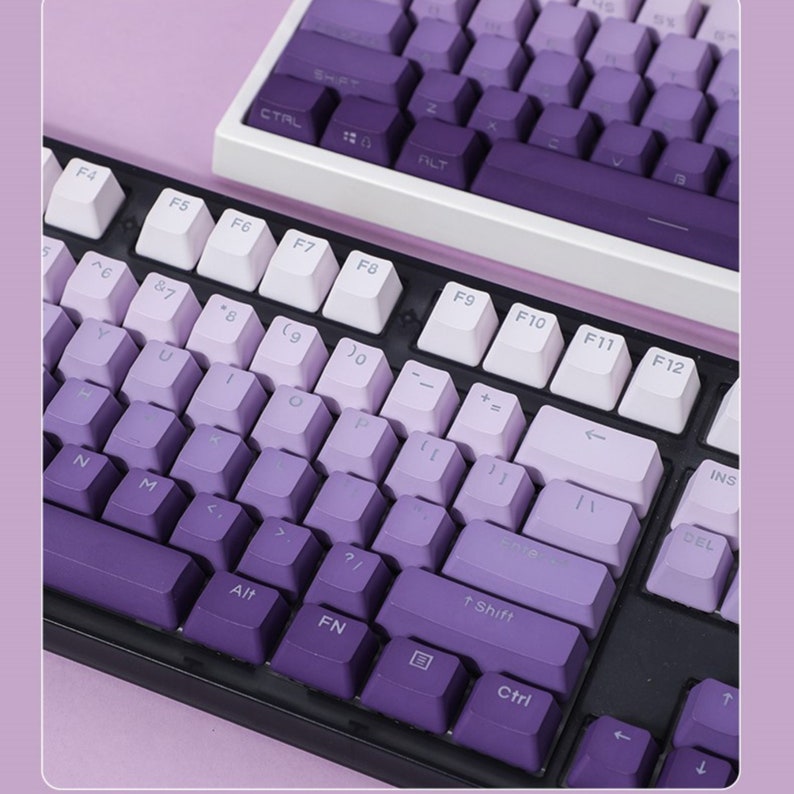 Backlit Purple Side Print Keycap Set, Custom 134 keyboard keys, PBT Keycap, Mechanical Keycaps, OEM Profile, Keycap Gamer image 5