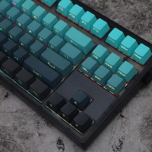 Backlit Cyan Side Print KeyCap Set, Custom 134 Key PBT, Mechanical Keyboard, OEM Profile Double-shot Key, Gamer Keyboard