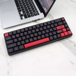 Cute Keycap Set, Red and Black, XDA keycap, PBT Keycap, Mechanical Keycap, 132Keys Set For Cherry Mx Mechanical Keyboard, GMK