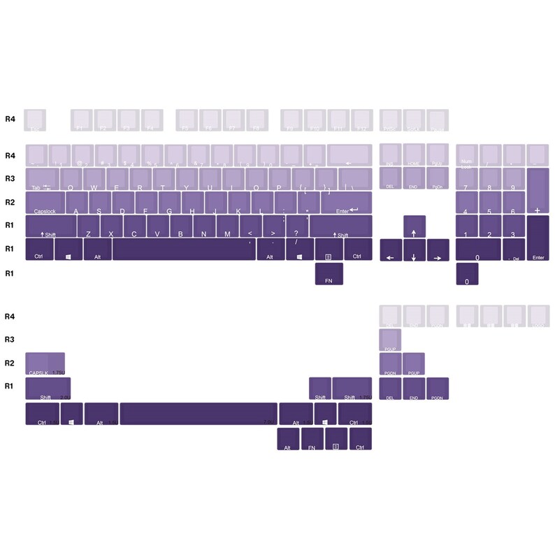 Backlit Purple Side Print Keycap Set, Custom 134 keyboard keys, PBT Keycap, Mechanical Keycaps, OEM Profile, Keycap Gamer Side Print 134key