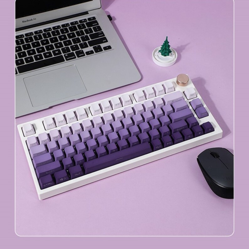 Backlit Purple Side Print Keycap Set, Custom 134 keyboard keys, PBT Keycap, Mechanical Keycaps, OEM Profile, Keycap Gamer image 1