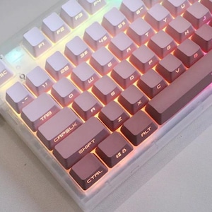 Custom Pink Keycap Set, PBT Keycaps, OEM Profile, Top Side Print, Cute Keycaps, Mechanical Keyboard Decoration, Cherry MX