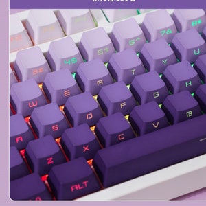 Backlit Purple Side Print Keycap Set, Custom 134 keyboard keys, PBT Keycap, Mechanical Keycaps, OEM Profile, Keycap Gamer image 4