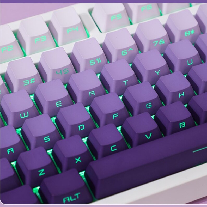 Backlit Purple Side Print Keycap Set, Custom 134 keyboard keys, PBT Keycap, Mechanical Keycaps, OEM Profile, Keycap Gamer image 3