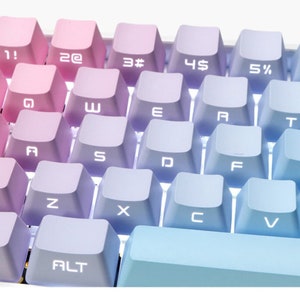 Blue Side Print Keycap Set, Shine Through Backlit 134 keyboard keys, PBT Keycap, Mechanical Keycaps, Keycap Gamer, Cute Keycap