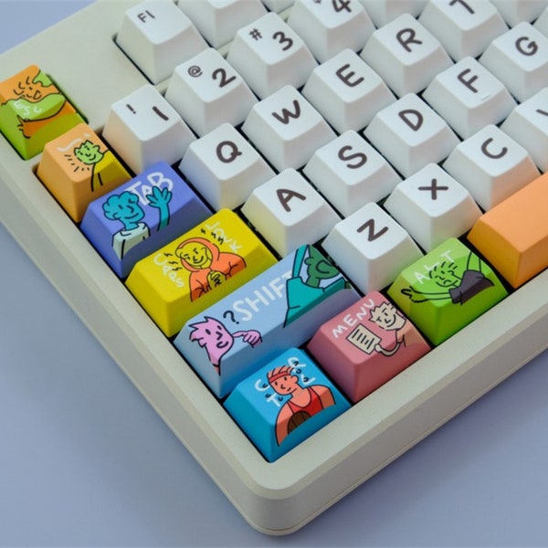 Cartoon Custom Keycaps Set, Keycap Gamer, 129 keyboard keys, Mechanical Keycaps, Cute Keycaps, Cherry Mx Keyboard Decoration, Artisan