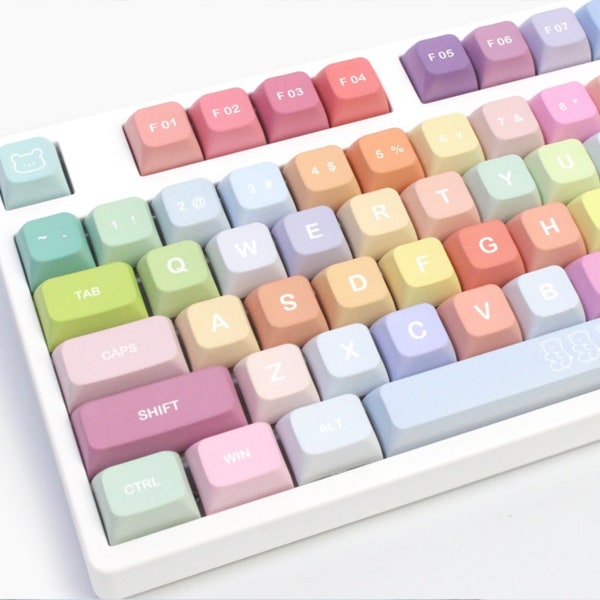 Cute Keycap, Gummy Bears Keycap Set, Custom 133 Keys PBT, XDA Profile, Mechanical Keyboard, Pink Key cap, Girl Gamer Keycap