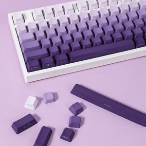 Backlit Purple Side Print Keycap Set, Custom 134 keyboard keys, PBT Keycap, Mechanical Keycaps, OEM Profile, Keycap Gamer image 2
