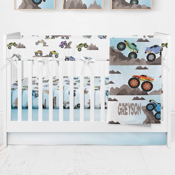 Monster Trucks Crib Bedding Etsy