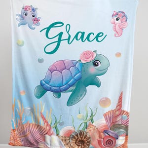 Sea Turtle Blanket, Ocean Animal Gift, Under the sea Nursery, Marine Life Blanket, Nautical Shower Gift, Turtle Boy Blanket, Ocean Blanket