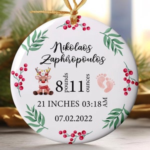 Personalized Baby&#39;s First Christmas Ornament, Woodland Animals Ornament, Christmas Woodland Deocration, Custom Baby Ornament, 1st Christmas