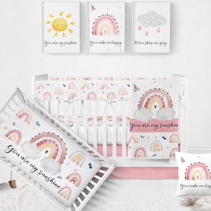You Are My Sunshine Rainbow Nursery Rainbow Crib Bedding Set Neutral Crib Bedding Set Rainbow Nursery Baby Boy Bedding Baby Girl Bedding Etsy Ireland