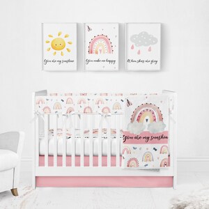 Rainbow Girl Crib Beddengoed, Rainbow Kinderdagverblijf, Gepersonaliseerde Baby Deken Meisje, Gepersonaliseerde Girl Crib Sheet, Rainbow Baby Gril Deken