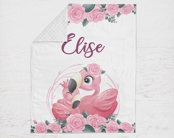 Baby Girl Blanket, Personalized Crib Sheet, Floral Crib Bedding Girl, Flamingo Nursery, Fitted Crib Sheet, Girl Crib Sheet, Flamingo Crib