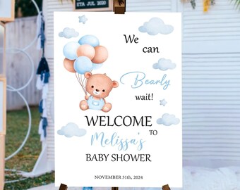 Teddy Bear Baby Shower Invitation: Gender Neutral Balloons (Digital Download)