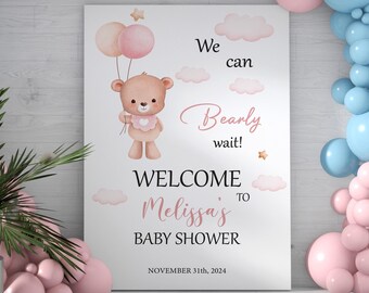 Teddy Bear Baby Shower Invitation: Gender Neutral Balloons (Digital Download)