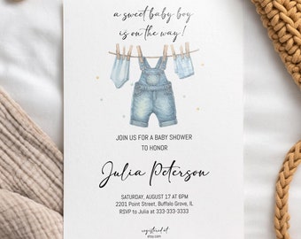 Boho Baby Clothes Shower Invitation Template (Editable)