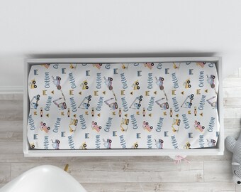 Construction Changing Pad Cover, Baby Boy Changing pad, Cars Changing Pad Cover, Personalized Car Changing Pad, Construction Nursery