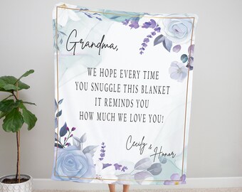Personalized Grandma Blanket, Mothers Day Blanket, Floral Grandma Blanket, Gift For Grandma, Customized Grandma Blanket