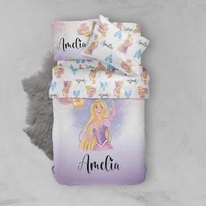 Rapunzel Bedding Set, Girls Tangled Duvet Cover, Rapunzel twin set, Girl sheet set, Girls Bedding Set, Rapunzel Princess Bed Set