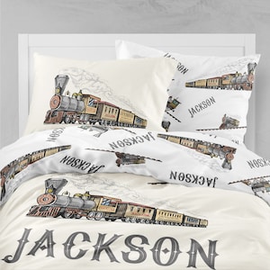 Vintage Train Duvet Cover Set Personalized Bedding Vintage Train
