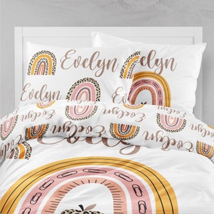 Rainbow Girl Bedding Set: Personalized Kids Duvet Cover