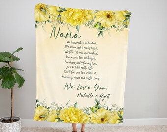 Personalized Grandma Blanket: Floral Watercolor Sunflower Fleece