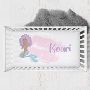 Organic Cotton Mermaid Crib Sheet, Baby Girl Crib Sheet, Mermaid Crib Bedding, Mermaid Nursery, Baby Mermaid Bedding, Personalized Crib