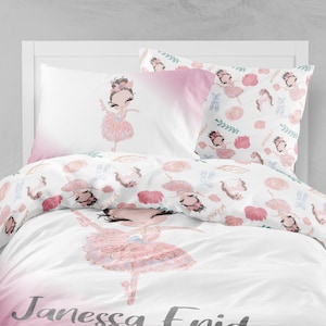 Custom ballerina duvet cover set, personalized bed cover, bedding set, girls room, toddler comforter, bedding set kids, ballerin duvet cover