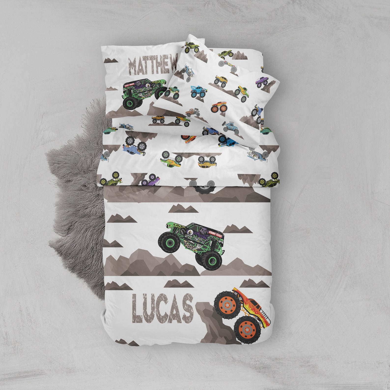 Monster Truck Bedding Monster Truck Sheet Set Monster Truck Etsy