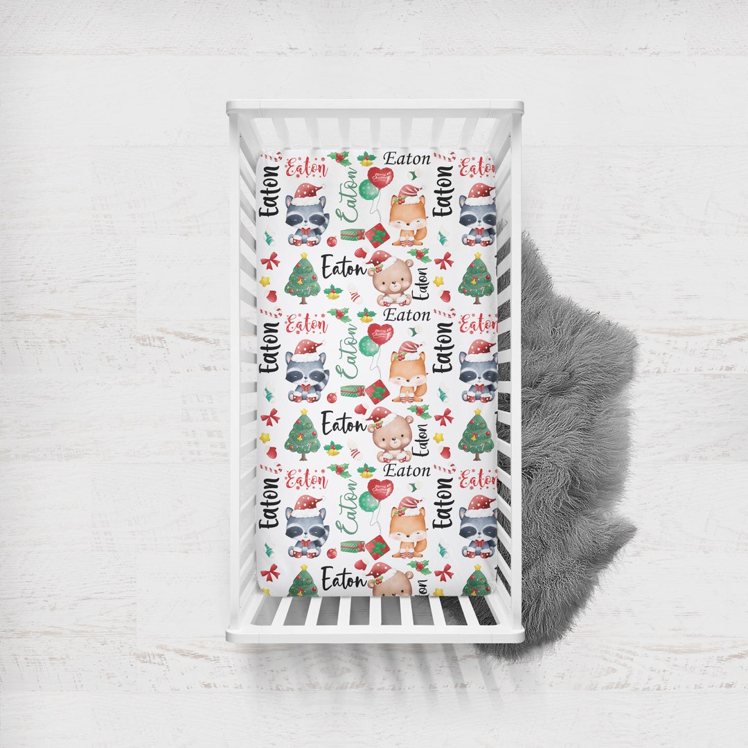 Christmas Woodland Organic Cotton Crib Sheets Christmas Boys Etsy