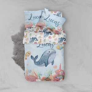 Whale Bedding Set, Sea boys bedding, Under the sea boys Bedding, Twin Duvet Covers, Toddler Comforter, boy whale Duvet, Bedding Sets Kids