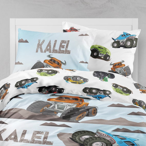 Monster Truck Bedding Monster Truck Sheet Set Monster Truck Duvet Boys Room Toddler Bedding Set Twin Bedding Monster Truck Bed Set Etsy