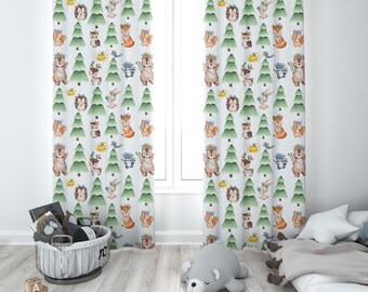 Woodland Nursery Curtains: Forest Animals, Sheer or Blackout