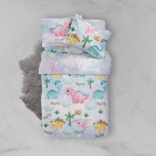 Dinosaur Twin Bedding Set Girl Twin Bedding Set Dino Girl Etsy