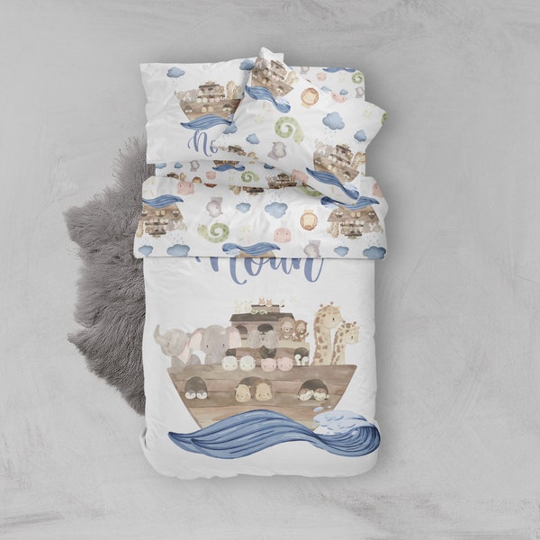 Noah's Ark Bedding Set: Animal Nursery Duvet Cover, Pillowcase & Sheet