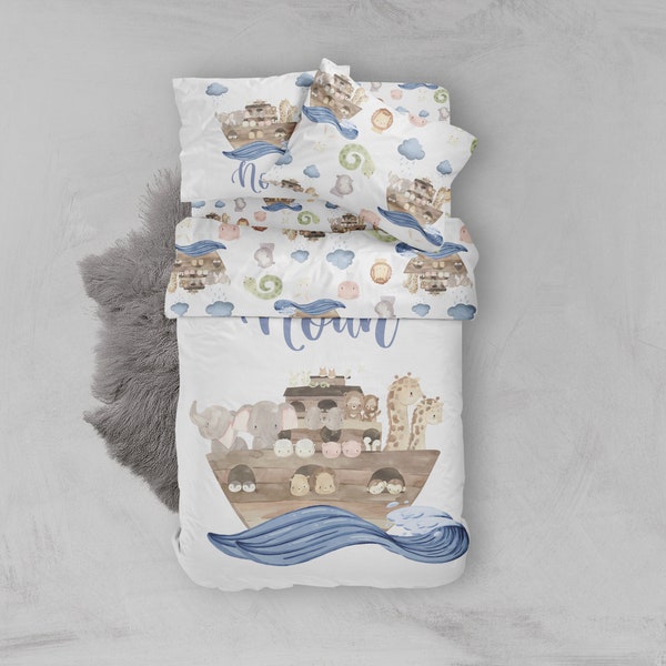 Noah's Ark Bedding Set, Twin Boy Bedding, Noah's Ark Duvet, Animal Crib Bedding, Animal Nursery, Noahs Ark Comforter