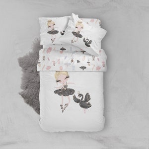 Custom ballerina duvet cover set, personalized bed cover, bedding set, girls room, toddler comforter, bedding set kids, ballerin duvet cover