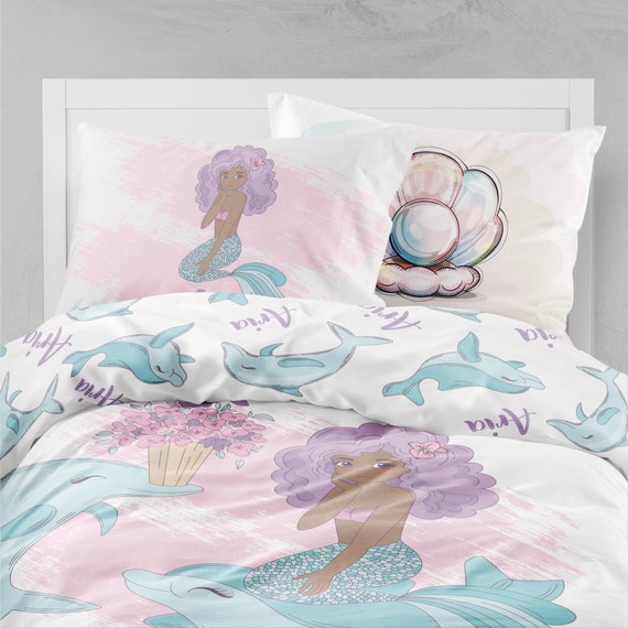 Mermaid Bedding Toddler Set, Mermaid Bed Frame Twin Size Dimensions