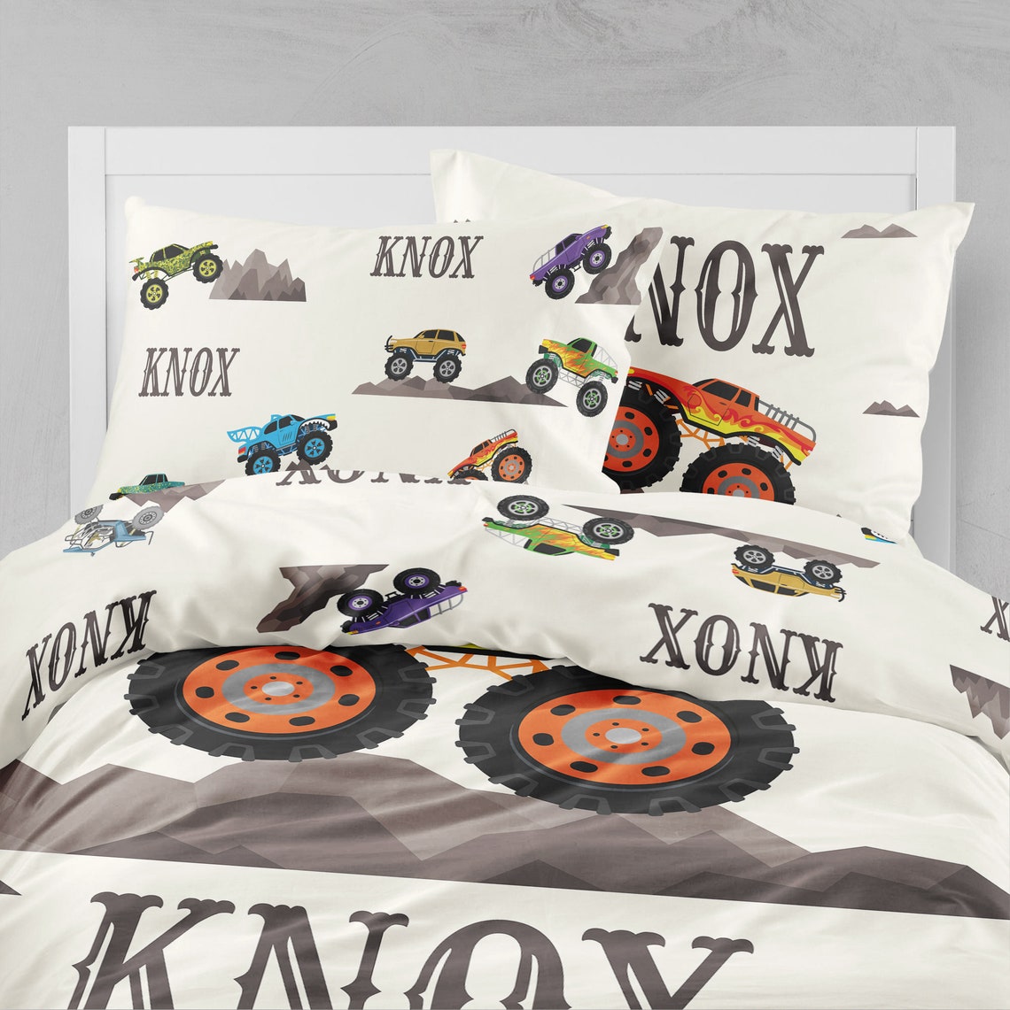 Monster Truck Bedding Toddler Bedding Set Twin Duvet Cover Etsy