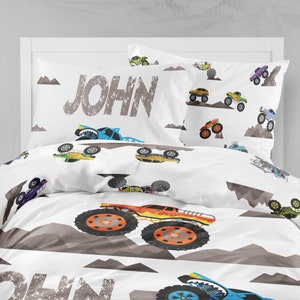 Personalisierte Monster Truck Bettwäsche Set: Bettbezug aus Bio-Baumwolle