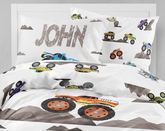 Personalized Monster Truck Bedding Set: Organic Cotton Duvet Cover